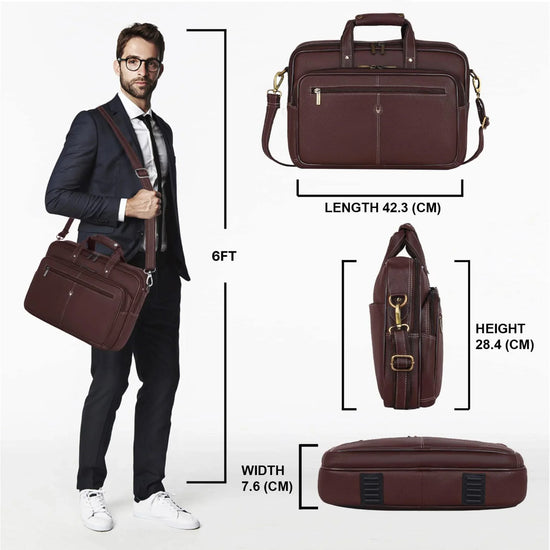 STANFORD Leather Laptop Messenger Bag for Men - WILDHORN