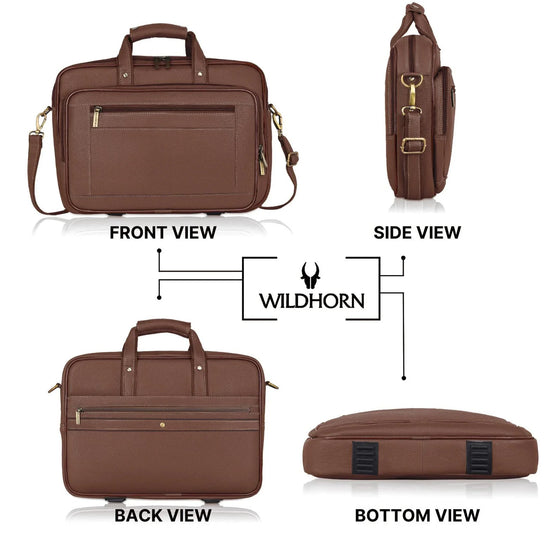 STANFORD Leather Laptop Messenger Bag for Men - WILDHORN
