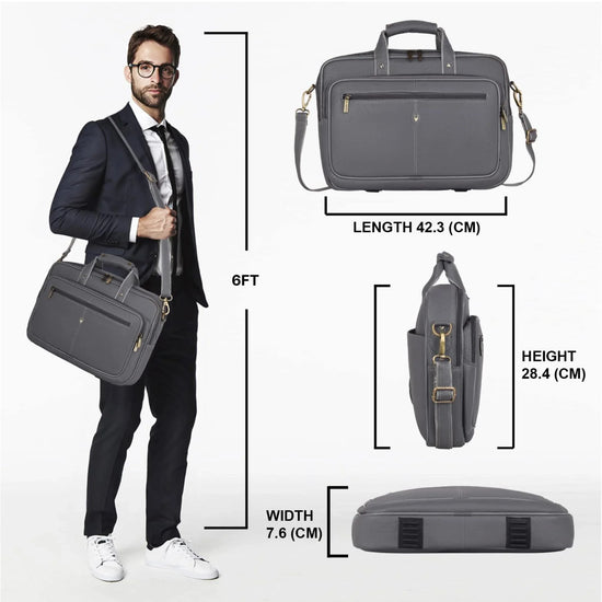 STANFORD Leather Laptop Messenger Bag for Men - WILDHORN