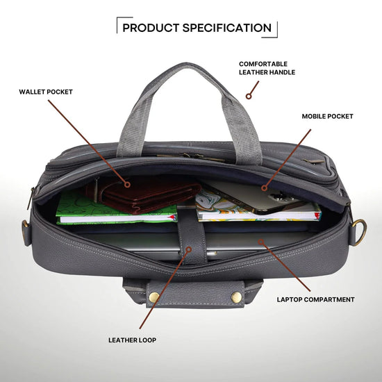 STANFORD Leather Laptop Messenger Bag for Men - WILDHORN