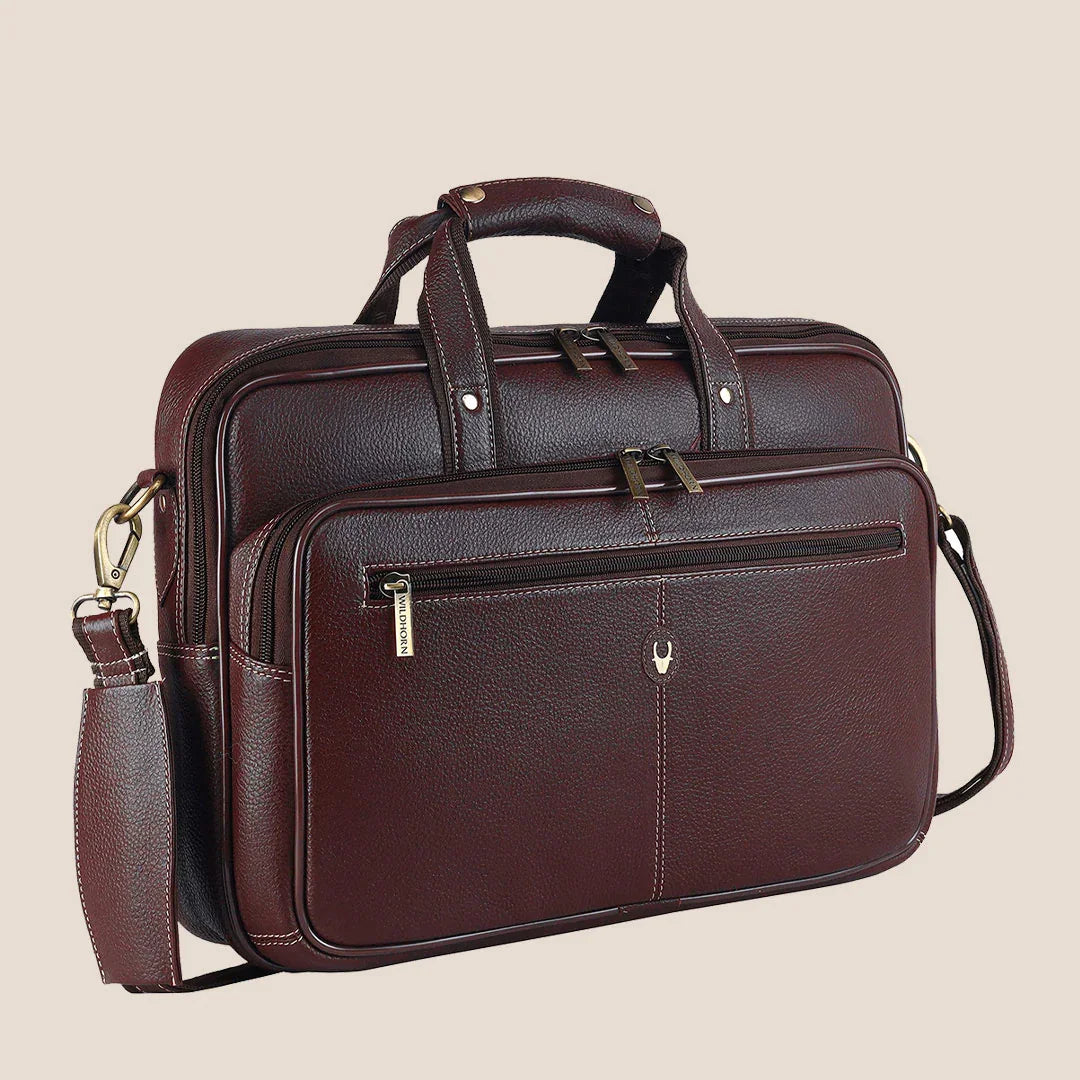 STANFORD Leather Laptop Messenger Bag for Men - WILDHORN