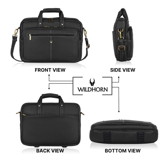 STANFORD Leather Laptop Messenger Bag for Men - WILDHORN