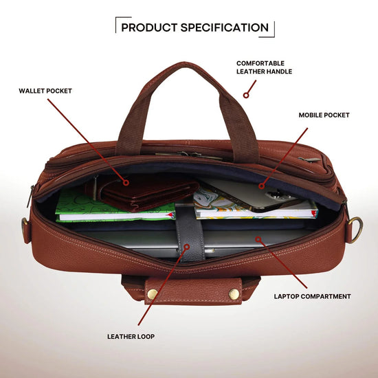 STANFORD Leather Laptop Messenger Bag for Men - WILDHORN
