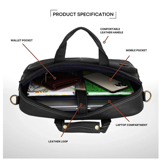 STANFORD Leather Laptop Messenger Bag for Men - WILDHORN