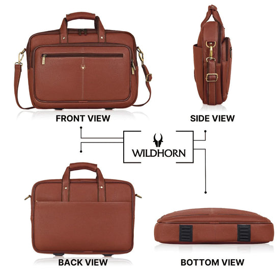 STANFORD Leather Laptop Messenger Bag for Men - WILDHORN