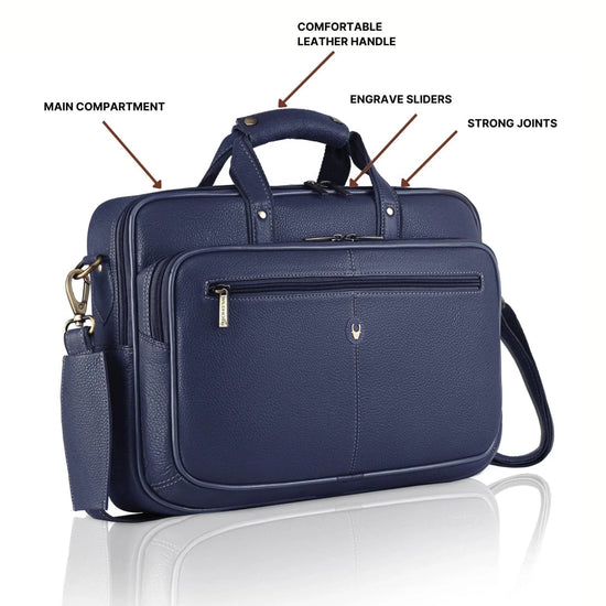 STANFORD Leather Laptop Messenger Bag for Men - WILDHORN