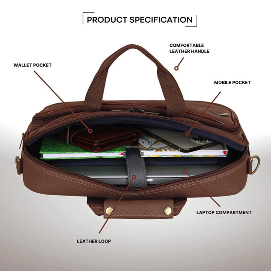 STANFORD Leather Laptop Messenger Bag for Men - WILDHORN