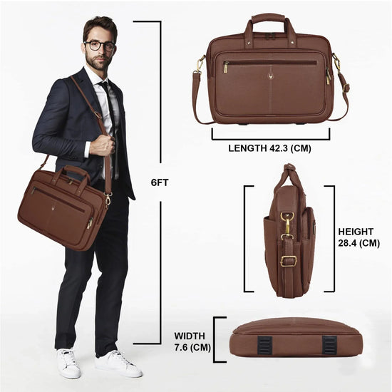 STANFORD Leather Laptop Messenger Bag for Men - WILDHORN