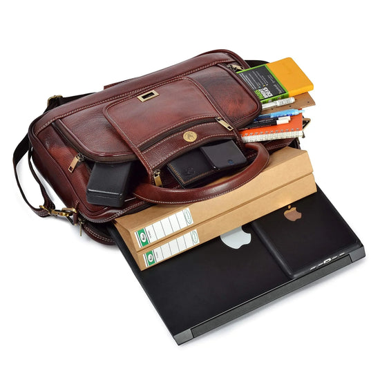UTAH Leather Laptop Messenger Bag for Men - WILDHORN