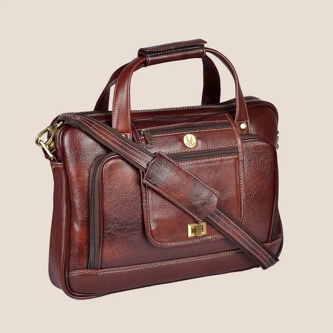 UTAH Leather Laptop Messenger Bag for Men - WILDHORN