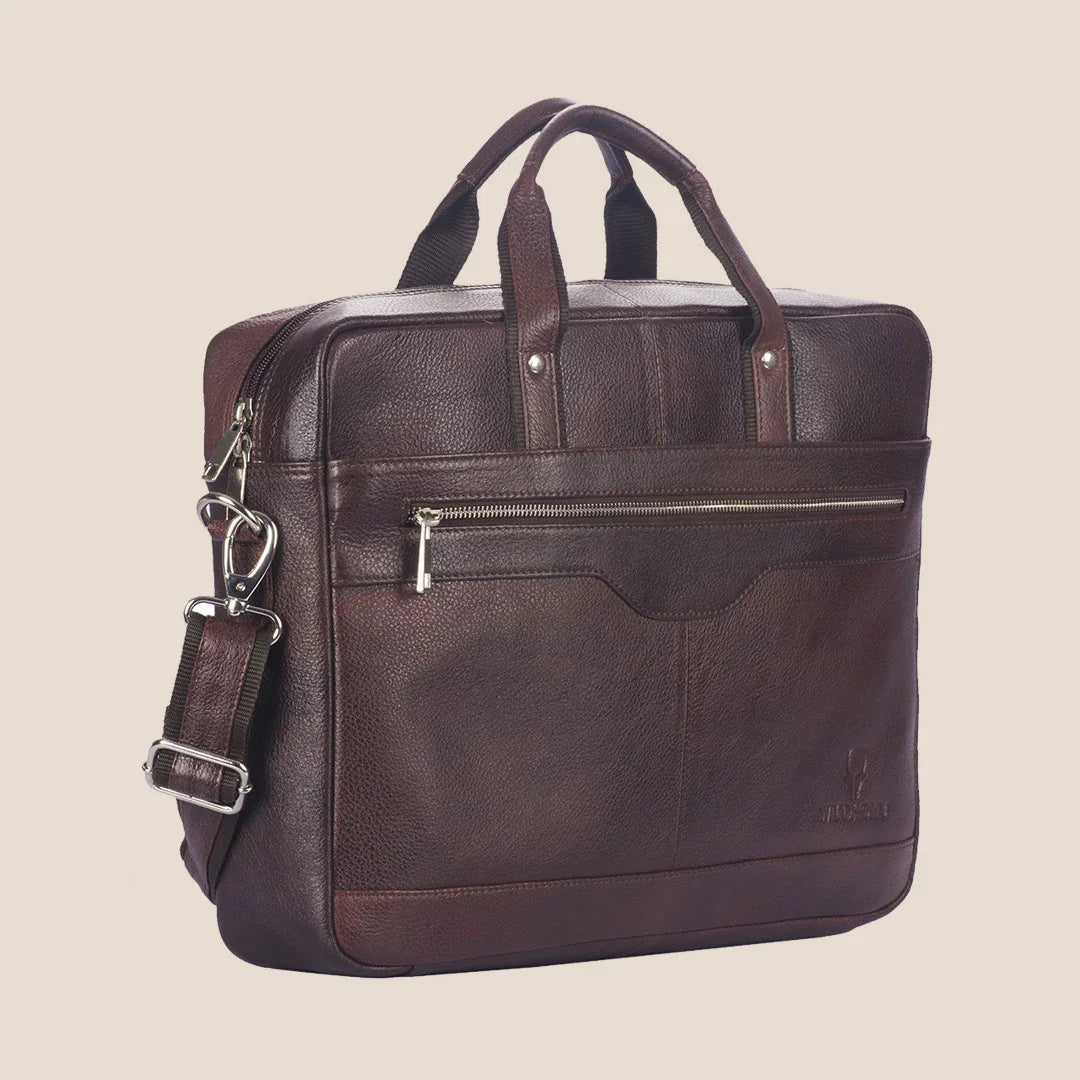 VALDEZ Leather Laptop Messenger Bag for Men - WILDHORN