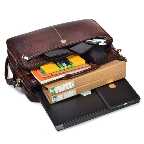 VERMONT Leather Laptop Messenger Bag for Men - WILDHORN