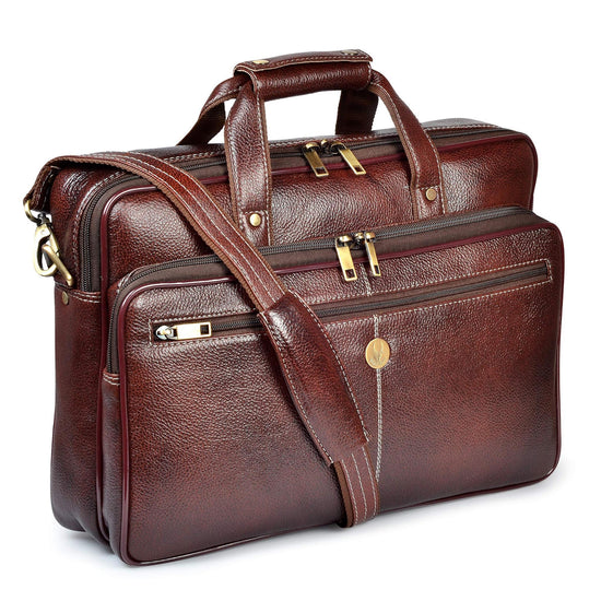 VERMONT Leather Laptop Messenger Bag for Men - WILDHORN