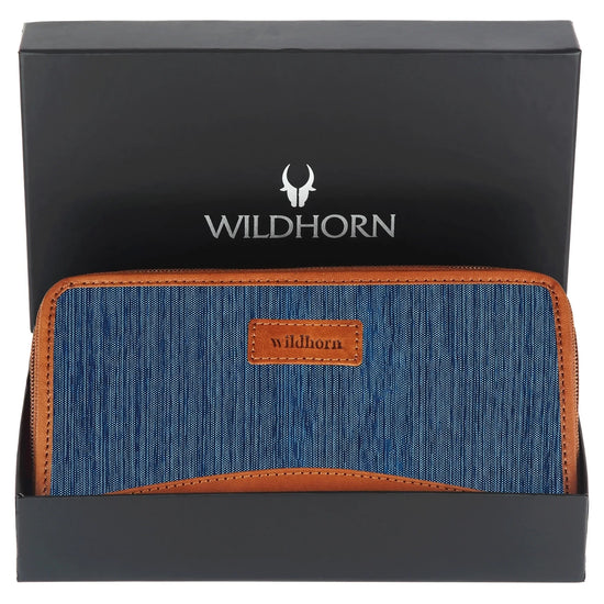 WildHorn Women's Canvas Wallet Clutch - Stylish, Spacious I Zip Around Wallet for Travel, Holds Cards, Phone, Cash - WILDHORN
