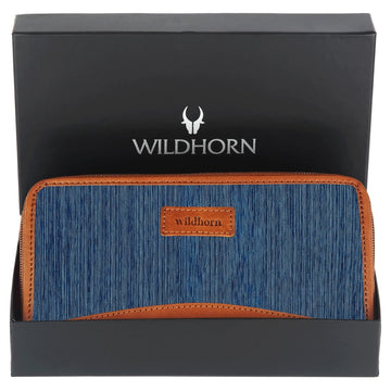 WildHorn Women's Canvas Wallet Clutch - Stylish, Spacious I Zip Around Wallet for Travel, Holds Cards, Phone, Cash - WILDHORN