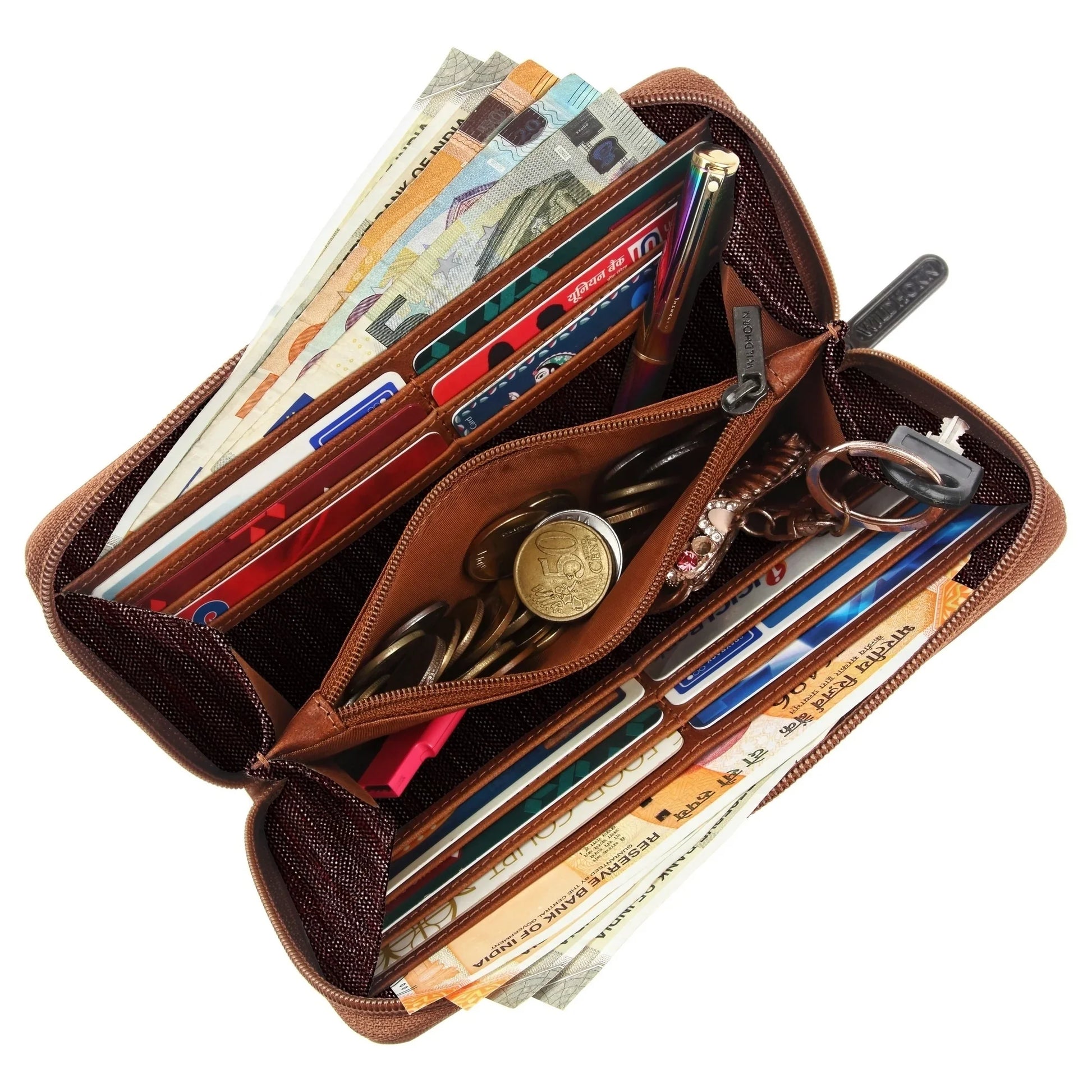 WildHorn Women's Canvas Wallet Clutch - Stylish, Spacious I Zip Around Wallet for Travel, Holds Cards, Phone, Cash - WILDHORN