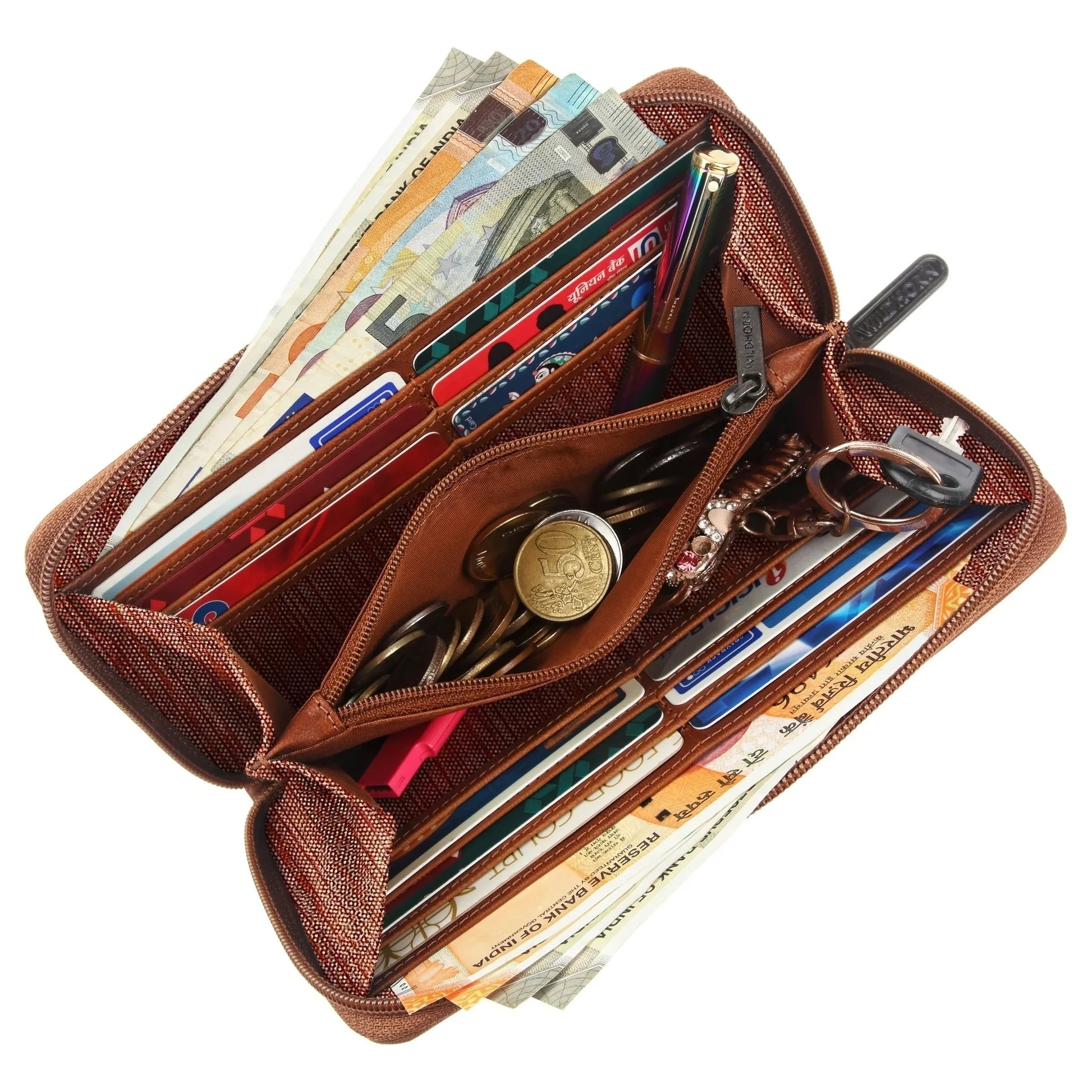 WildHorn Women's Canvas Wallet Clutch - Stylish, Spacious I Zip Around Wallet for Travel, Holds Cards, Phone, Cash - WILDHORN