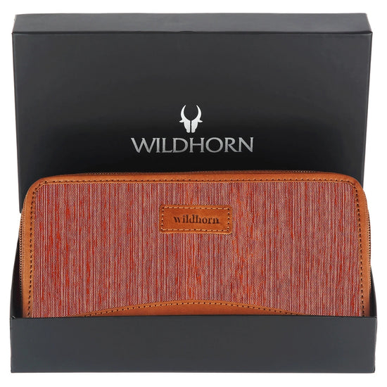 WildHorn Women's Canvas Wallet Clutch - Stylish, Spacious I Zip Around Wallet for Travel, Holds Cards, Phone, Cash - WILDHORN