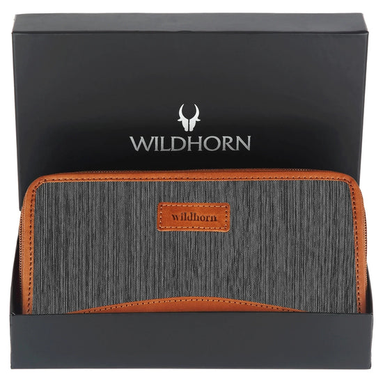 WildHorn Women's Canvas Wallet Clutch - Stylish, Spacious I Zip Around Wallet for Travel, Holds Cards, Phone, Cash - WILDHORN