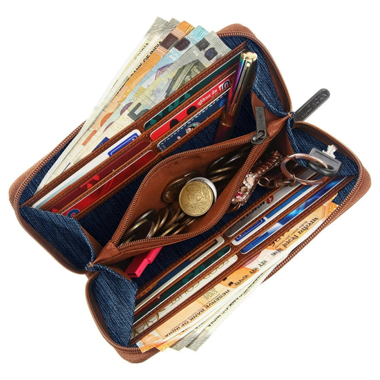 WildHorn Women's Canvas Wallet Clutch - Stylish, Spacious I Zip Around Wallet for Travel, Holds Cards, Phone, Cash - WILDHORN