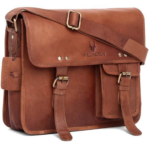 WILINGTON Leather Messenger Bag for Men - WILDHORN