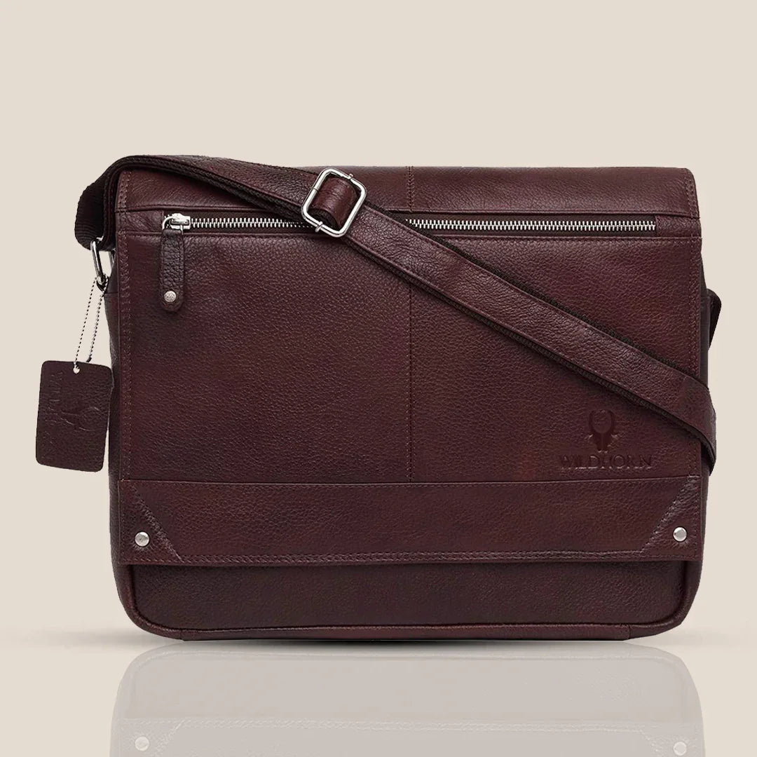 WILINGTON Leather Messenger Bag for Men - WILDHORN