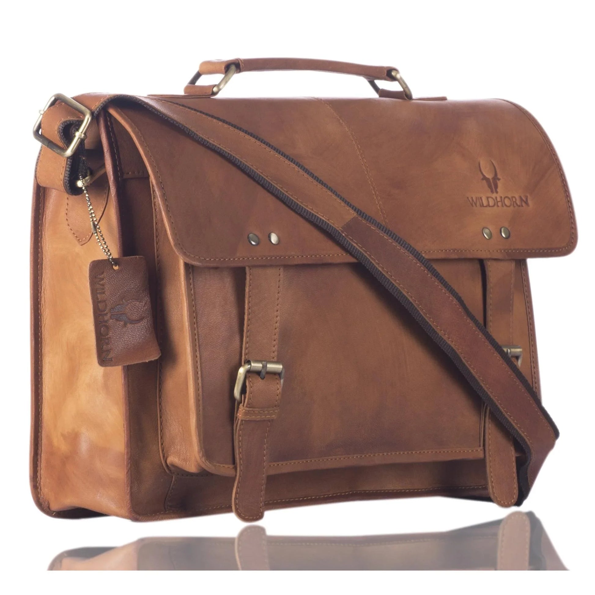 WILLOW Leather Laptop Messenger Bag for Men - WILDHORN