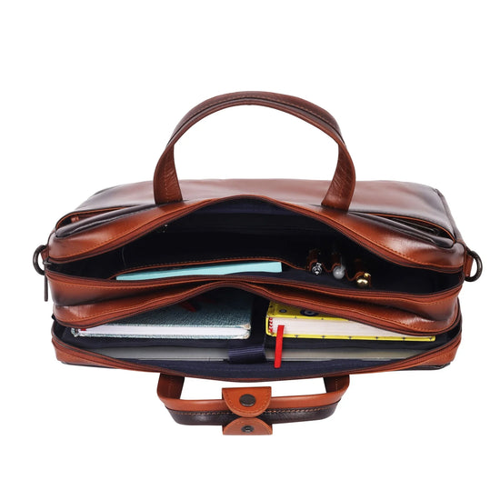 ZANDER Leather Laptop Messenger Bag for Men - WILDHORN