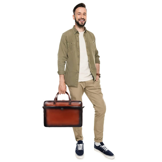 ZANDER Leather Laptop Messenger Bag for Men - WILDHORN