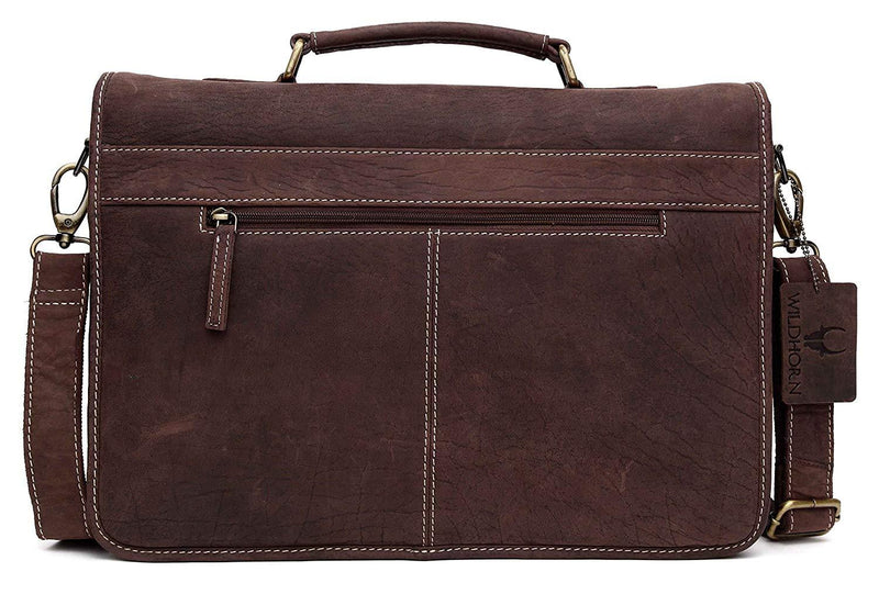 WildHorn Urban Edge Vintage 100% Genuine Hunter Leather Laptop Messenger Bag - WILDHORN