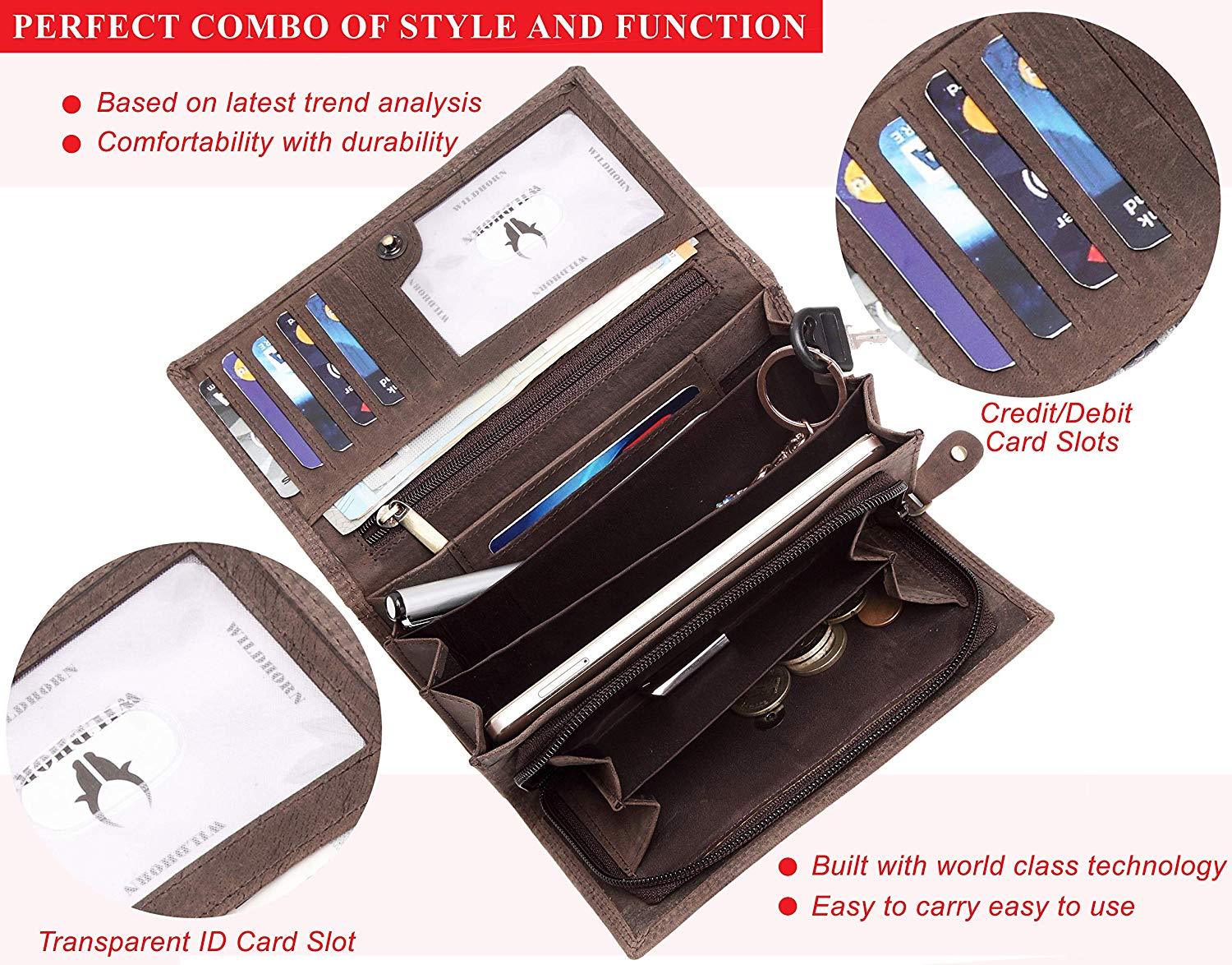 WildHorn Olivia RFID PROTECTED Genuine Leather Wallet for Women stylish|Purse for Women/Girls - WILDHORN