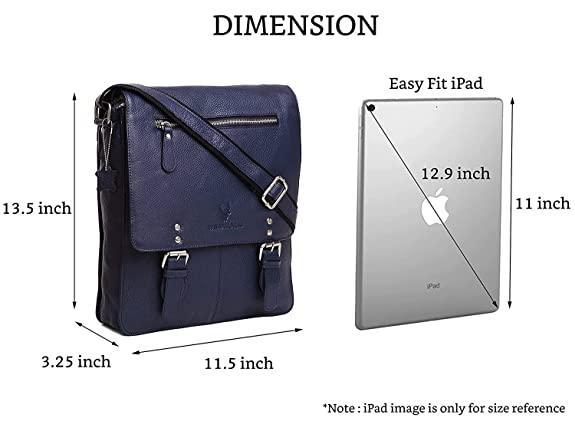 WILDHORN® Original Leather 11.5 inch Messenger Bag for Men I Multipurpose Bag I Office Bag I Travel Bag with Adjustable Strap DIMENTION : L-11.5 inch W-3 inch H-13.5 inch - WILDHORN