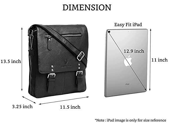WILDHORN® Original Leather 11.5 inch Messenger Bag for Men I Multipurpose Bag I Office Bag I Travel Bag with Adjustable Strap DIMENTION : L-11.5 inch W-3 inch H-13.5 inch - WILDHORN