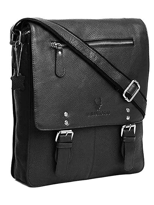 WILDHORN® Original Leather 11.5 inch Messenger Bag for Men I Multipurpose Bag I Office Bag I Travel Bag with Adjustable Strap DIMENTION : L-11.5 inch W-3 inch H-13.5 inch - WILDHORN