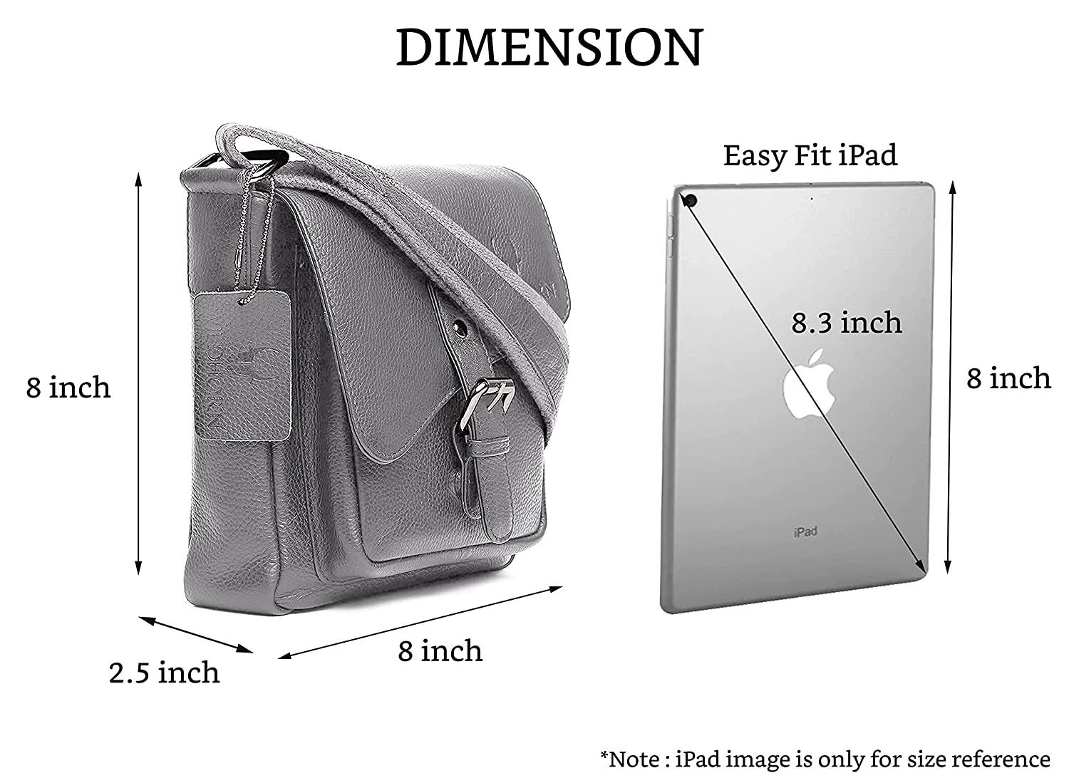 WILDHORN® Original Leather 9 inch Sling Bag for Men I Multipurpose Crossbody Bag I Travel Bag with Adjustable Strap I DIMENSION: L- 8 inch H- 9 inch W- 3 inch - WILDHORN
