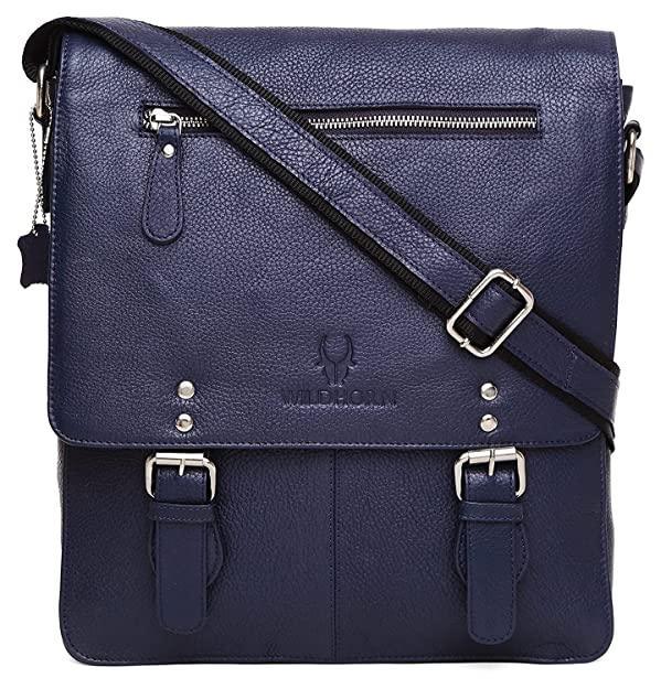 WILDHORN® Original Leather 11.5 inch Messenger Bag for Men I Multipurpose Bag I Office Bag I Travel Bag with Adjustable Strap DIMENTION : L-11.5 inch W-3 inch H-13.5 inch - WILDHORN