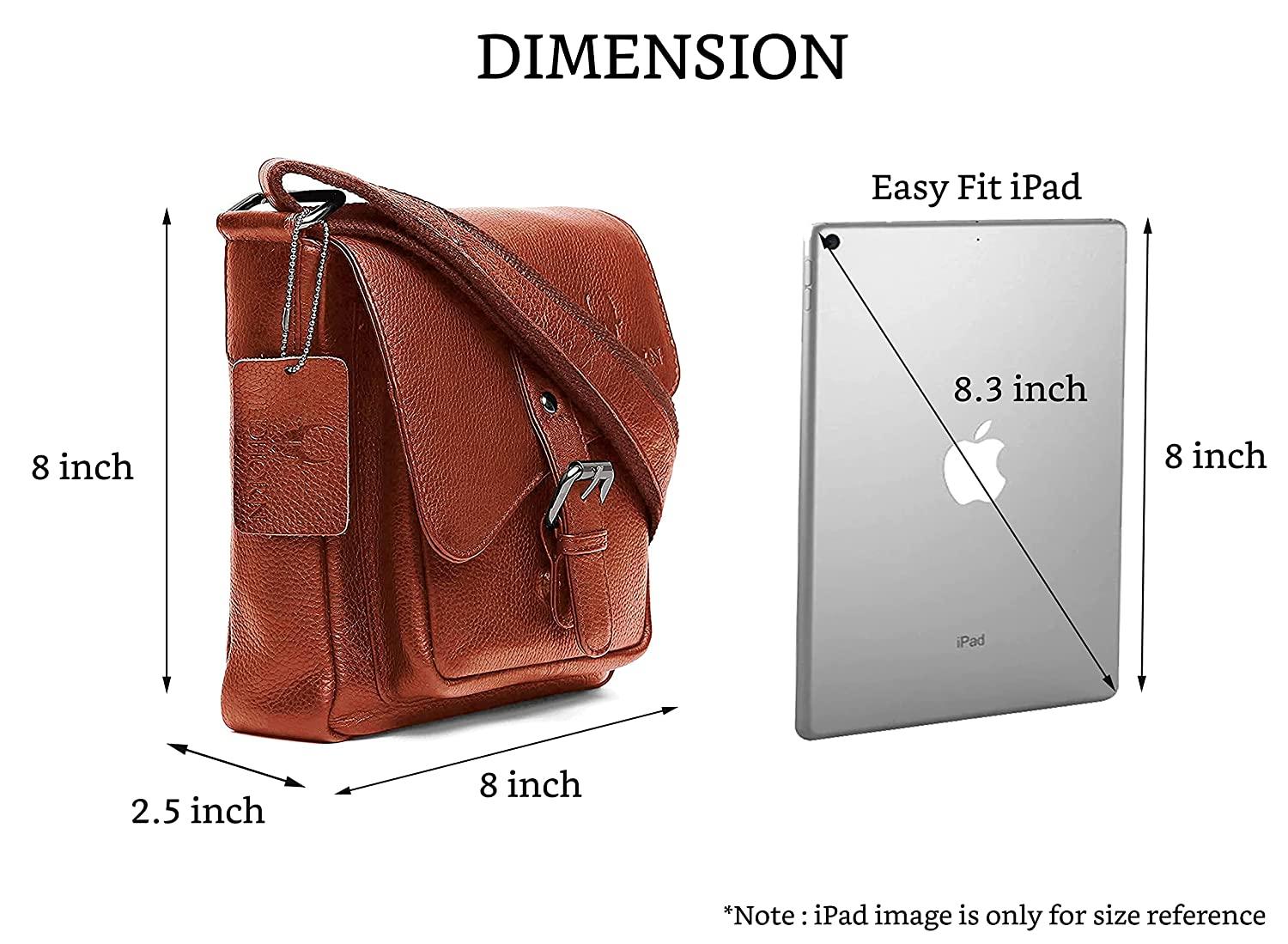 WILDHORN® Original Leather 9 inch Sling Bag for Men I Multipurpose Crossbody Bag I Travel Bag with Adjustable Strap I DIMENSION: L- 8 inch H- 9 inch W- 3 inch - WILDHORN