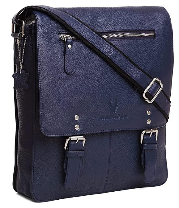 WILDHORN® Original Leather 11.5 inch Messenger Bag for Men I Multipurpose Bag I Office Bag I Travel Bag with Adjustable Strap DIMENTION : L-11.5 inch W-3 inch H-13.5 inch - WILDHORN