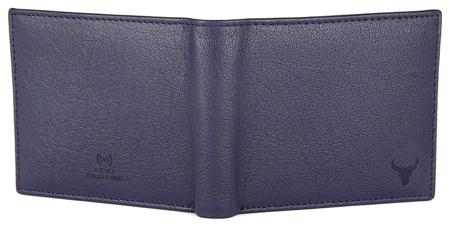 Napa Hide RFID Protected Genuine High Quality Leather Wallet & Pen Combo for Men (BLUE NAPA) - WILDHORN
