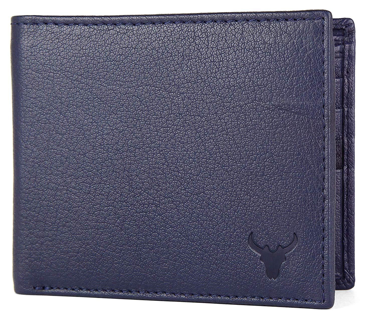 Napa Hide RFID Protected Genuine High Quality Leather Wallet & Pen Combo for Men (BLUE NAPA) - WILDHORN