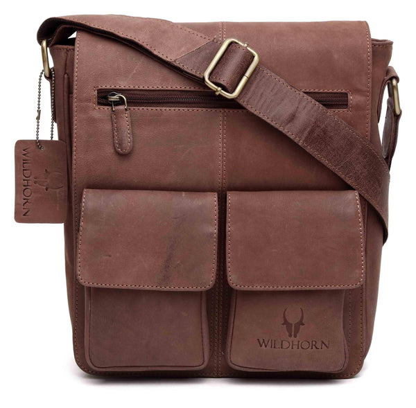 Wildhorn Genuine Hunter Leather Sling bag for Men | Everyday Multipurpose Satchel Messenger Bag(MB231) - WILDHORN