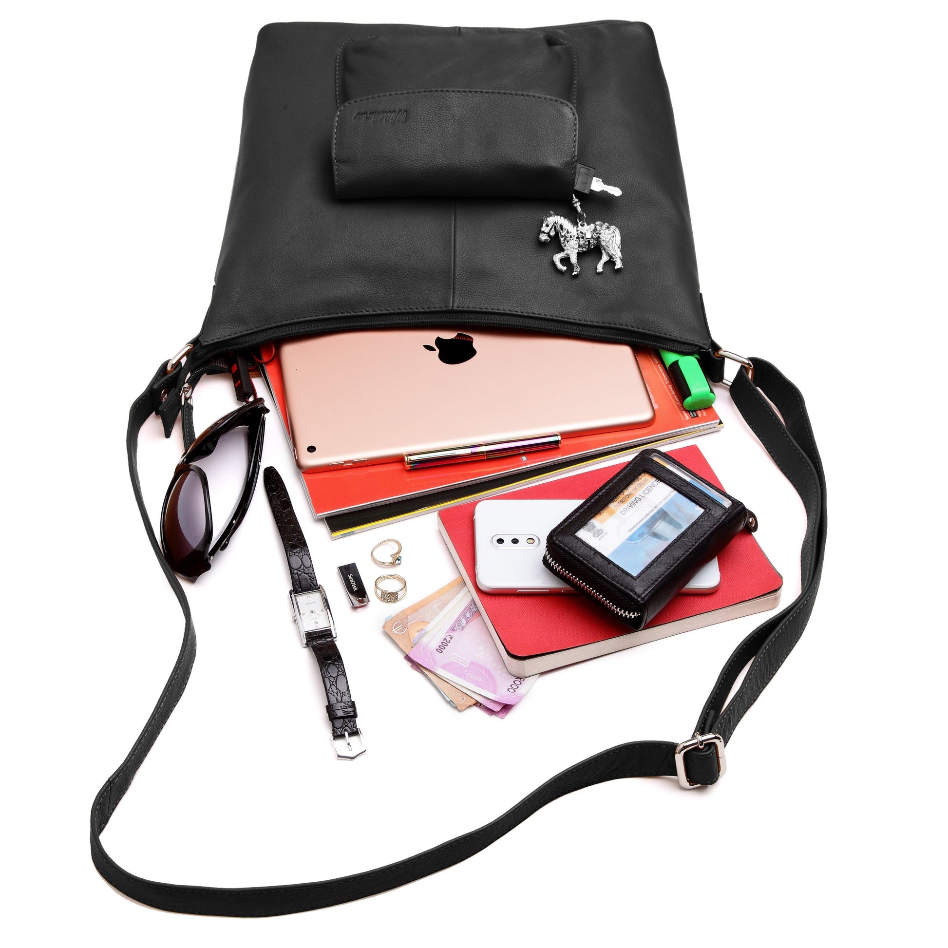 WildHorn® Upper Grain Genuine Leather Ladies Tote Bag | Shoulder Bag with Adjustable Strap for Girls & Women. - WILDHORN