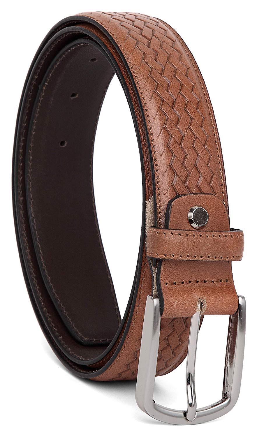 Casual 100% Genuine Leather Mens Leather Belt WHRH525 - TAN - WILDHORN