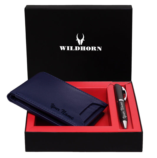 WildHorn® RFID Protected Custom Engraved Personalized High Quality Mens Leather Gift Combo - WILDHORN