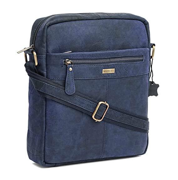 WILDHORN Leather Men's sling Bag I Messenger Bag I Zipper Crossbody Shoulder Satchel Bags for Work Business & Travel Dimension: L- 11 inch H- 12.5 inch W- 2.5 inch - WILDHORN