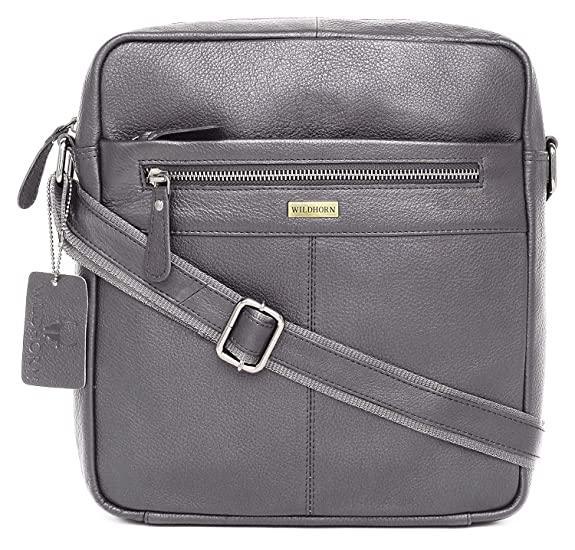 WILDHORN Leather Men's sling Bag I Messenger Bag I Zipper Crossbody Shoulder Satchel Bags for Work Business & Travel Dimension: L- 11 inch H- 12.5 inch W- 2.5 inch - WILDHORN