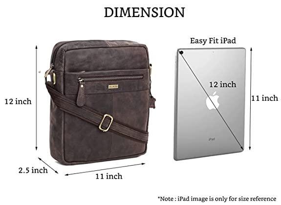 WILDHORN Leather Men's sling Bag I Messenger Bag I Zipper Crossbody Shoulder Satchel Bags for Work Business & Travel Dimension: L- 11 inch H- 12.5 inch W- 2.5 inch - WILDHORN