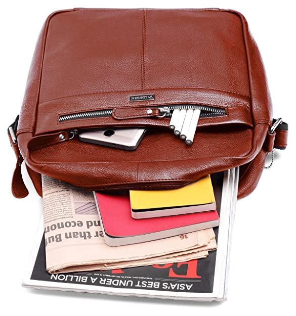 WILDHORN Leather Men's sling Bag I Messenger Bag I Zipper Crossbody Shoulder Satchel Bags for Work Business & Travel Dimension: L- 11 inch H- 12.5 inch W- 2.5 inch - WILDHORN