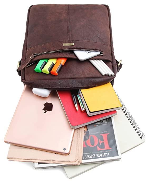 WILDHORN Leather Men's sling Bag I Messenger Bag I Zipper Crossbody Shoulder Satchel Bags for Work Business & Travel Dimension: L- 11 inch H- 12.5 inch W- 2.5 inch - WILDHORN