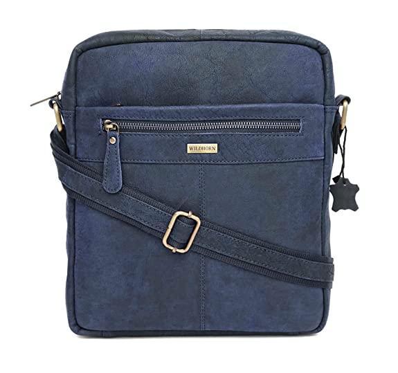WILDHORN Leather Men's sling Bag I Messenger Bag I Zipper Crossbody Shoulder Satchel Bags for Work Business & Travel Dimension: L- 11 inch H- 12.5 inch W- 2.5 inch - WILDHORN
